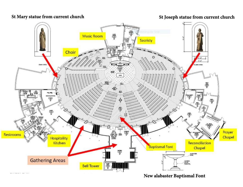 New church plan with labels