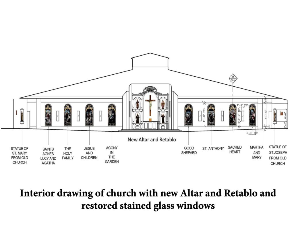 New church interior plan toward altar