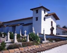 picture of historic cemetery next to Mission church